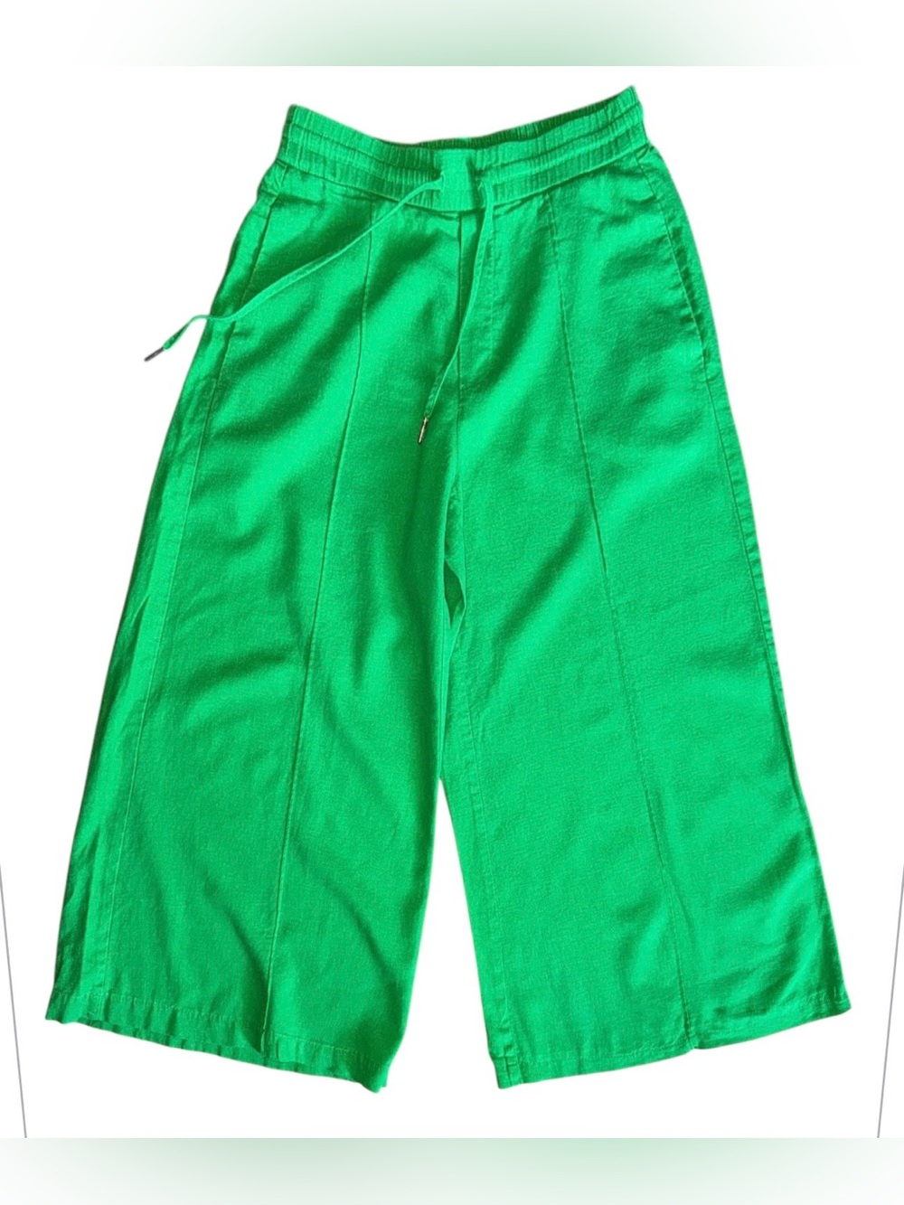 Simply Vera Wang Cropped Wide Leg Linen Pants in Bright Green. Size XS